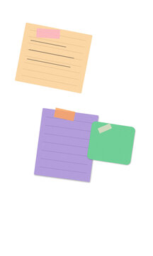 Colorful sticky notes with handwritten text isolated on white background