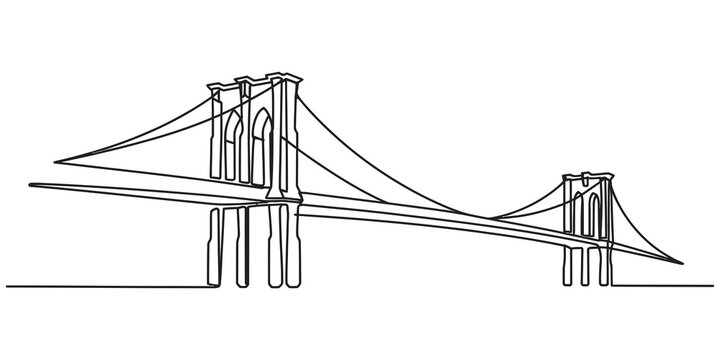 Continuous line drawing of the brooklyn bridge