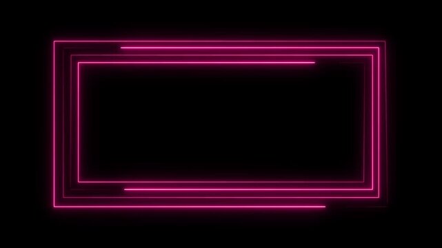 abstract glowing neon rectangle frame futuristic technology border animation.