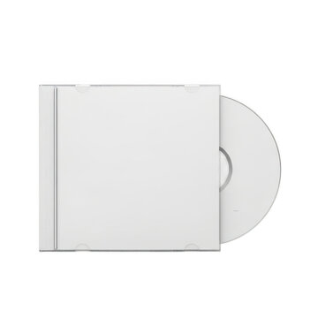 Blank white cd or dvd case with disc isolated on transparent background