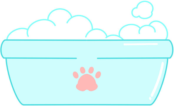 Pet grooming salon concept with dog and cat getting a bath in a tub
