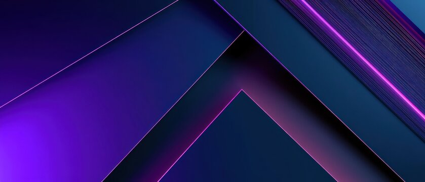 Abstract geometric blue and purple layers with neon pink light accents
