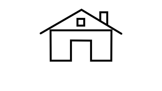 Minimalist line house animation, simple home symbol line minimalist