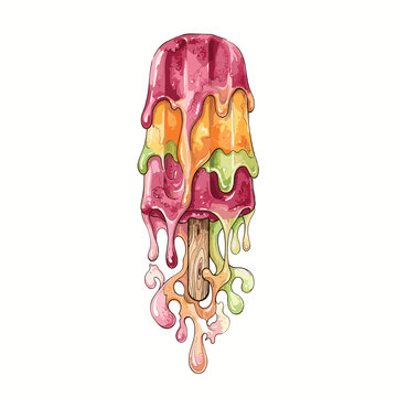 Popsicle melting drip abstract for summer party invitations and sweet treat packaging