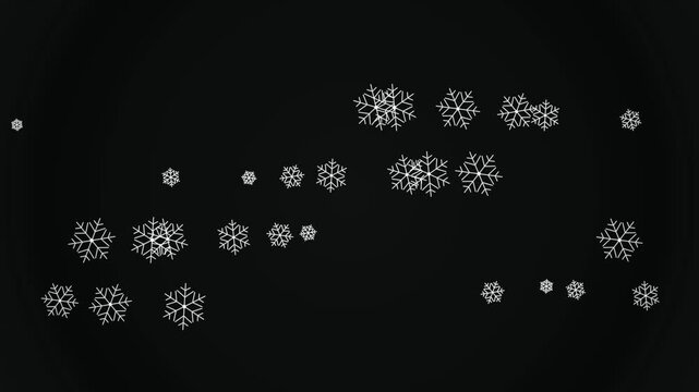 White Falling Snowflakes Animation on Black Background