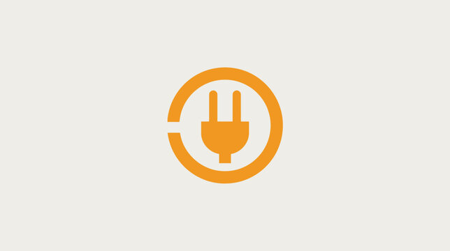 Orange power plug logo icon.