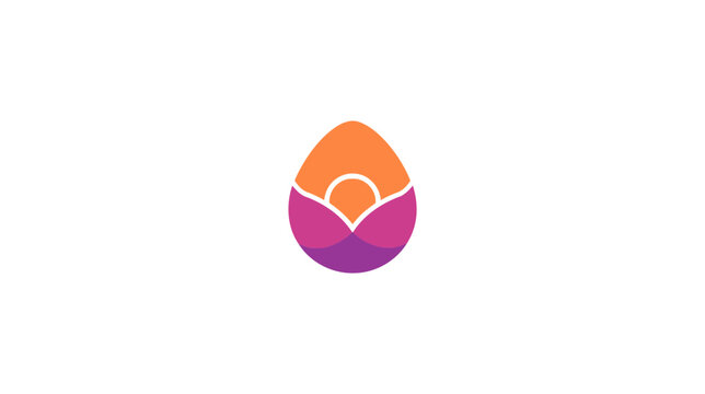 Abstract pink and orange floral egg logo icon.