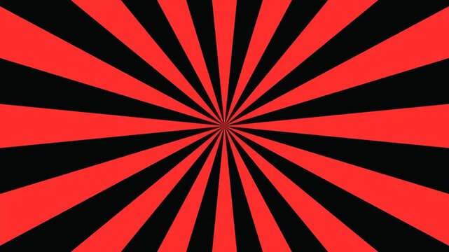 Vibrant Red and Black Sunburst Rotating Radial Background Video