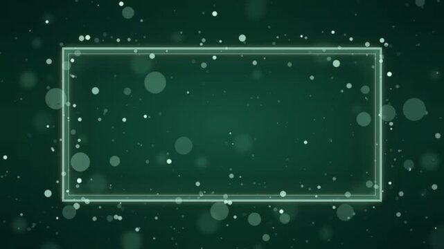 翠の二重枠と深緑の背景　中央に文字を置けるきらめく装飾枠のループ映像