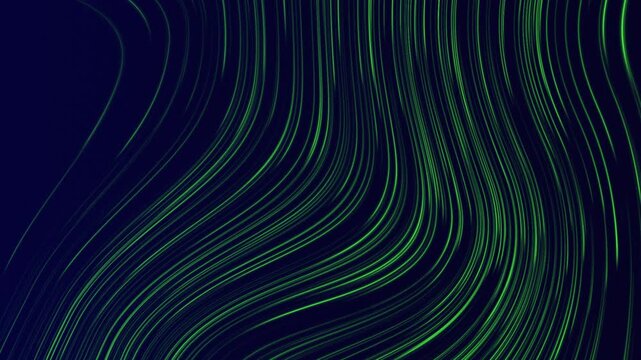 Futuristic green data streams flowing through a dark digital network