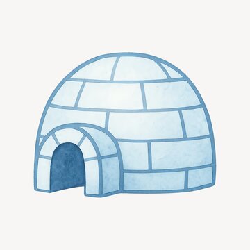 Charming igloo illustration in watercolor.