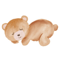 Watercolor Illustration of an teddy bear sleeping