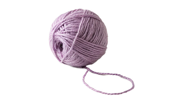 Ball of soft purple wool yarn craft knitting isolated on transparent background cut out