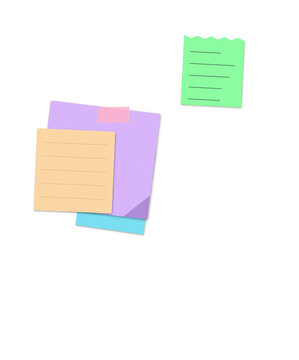 Colorful sticky notes with text and arrows on a flat surface