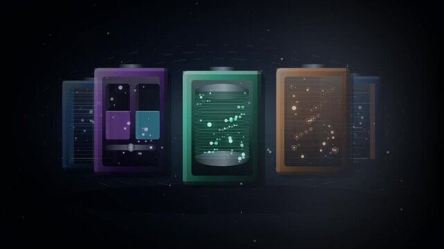 Animated Graphic Of Sustainable Energy Storage Concepts With Glowing Particles And Abstract Elements