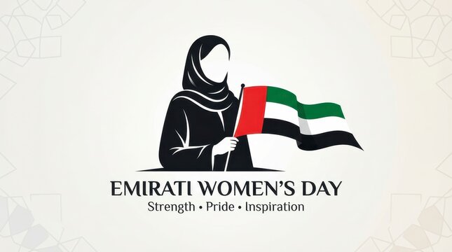 Emirati woman holding uae flag celebrating women's day