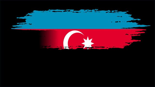 Azerbaijan Flag Grunge Brush Stroke Animation, Azerbaijani National Flag, Azerbaijan Patriotic Motion Background