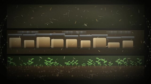 Animated Illustration Of The Composting Process Breaking Down Sustainable Packaging In Soil With Growing Plants
