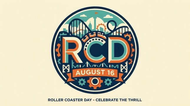 Roller coaster day colorful retro badge design