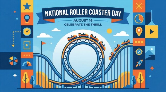 National roller coaster day celebration illustration
