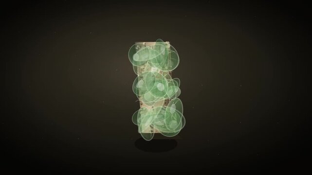 Slow Motion Close Up View Of Growing Algae In Sustainable Packaging In Animated Style