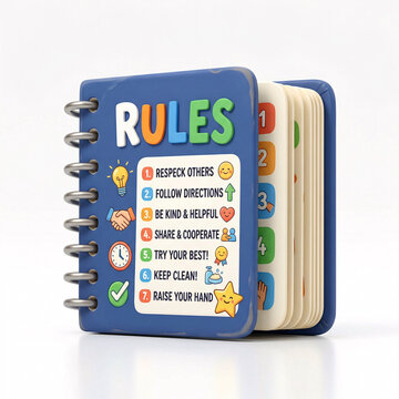 Carnet illustr&eacute; des r&egrave;gles de classe avec consignes de respect et coop&eacute;ration