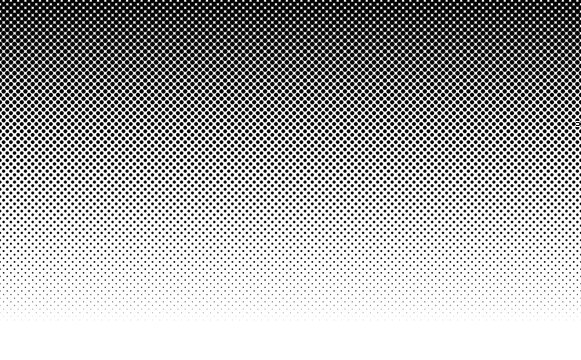 Black and white halftone dot pattern gradient background for retro comic book textures manga screen tone overlay and creative graphic art design

