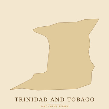 Minimalist map of trinidad island, part of the republic of trinidad and tobago, stylized parchment paper aesthetic vector illustration