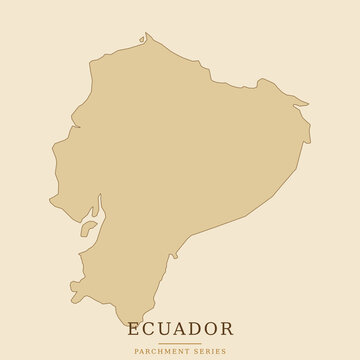 Vector map of ecuador in parchment style detailed silhouette of the country vintage paper texture background south american nation map