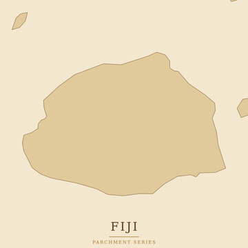 Minimalist map of fiji, stylized vector illustration of the island nation, vintage parchment paper aesthetic, simple outline design