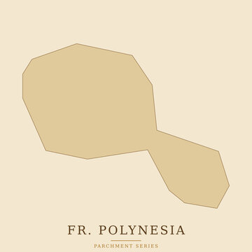 Simplified map of tahiti island in french polynesia, stylized as a parchment paper cutout, isolated vector illustration