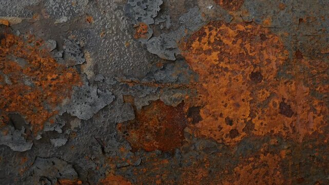 Rusty Metal Surface with Flaking Paint Chips Close Up Texture Background