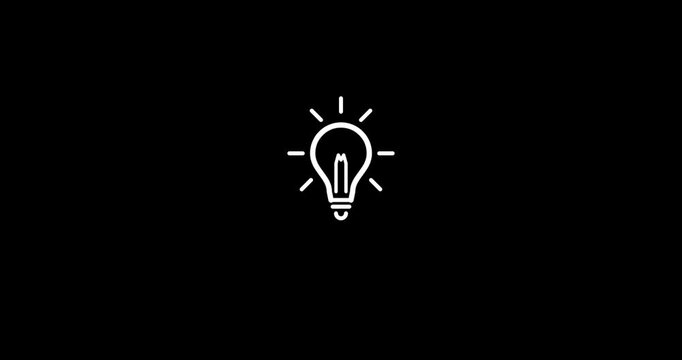 Light bulb icon, symbol of idea and innovation, vector line art