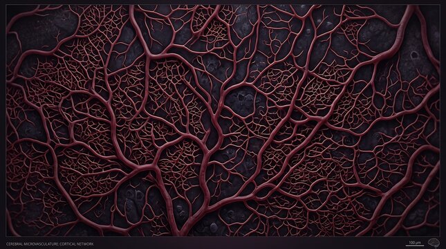 Intricate Red Vascular Network Abstract Background.