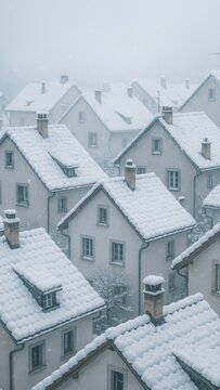 Snowy village rooftops winter mobile wallpaper