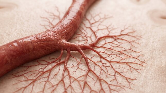 3D illustration of human blood vessel network.