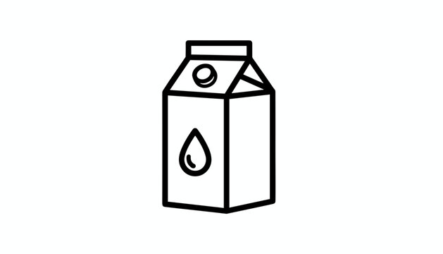 Basic black and white outline icon of a classic milk carton with a screw cap and a single water drop symbol.