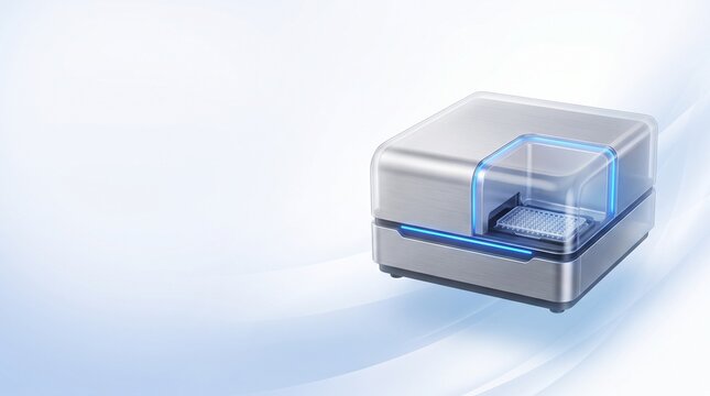 Automated Microplate Reader Digital Illustration with Copy Space