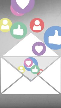 Envelope filled with social media icons 4k