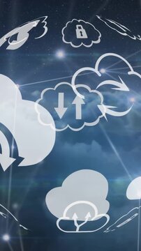 Different clouds icons and asymmetrical lines 4k