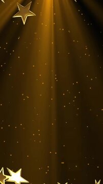 Animation of christmas gold stars and snow falling
