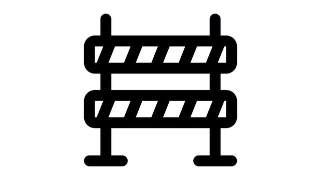 construction barrier animated Line Icons Premium 4K, Modern Minimal Outline Motion Graphics Collection