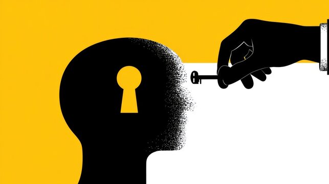 Hand unlocking a head's keyhole
