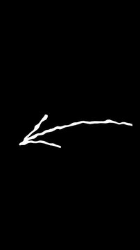 hand drawn red left arrow brush painted sketch doodle animation, red mark highlight arrowhead direction animation. Hand Drawn Doodle Arrows Set Animated.