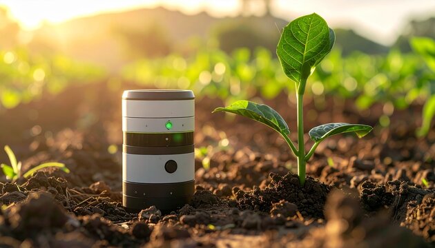 Smart Farming Sensor Device Monitoring Green Seedling in Soil