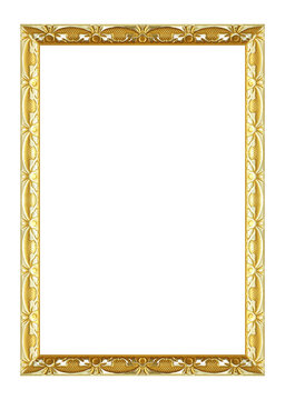 The antique gold frame isolated on the white background ,clipping path included for design. Vertical, png