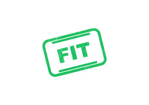 Green fit rubber stamp icon with a distressed texture for health and fitness design elements isolated on transparent background