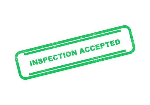 Green inspection accepted rubber ink stamp for quality control and business document approval isolated on transparent background