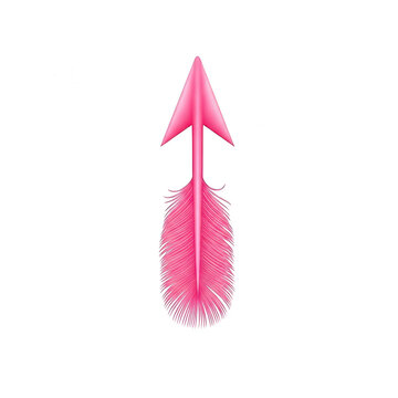 Pink feather arrow pointing up icon isolated on transparent background