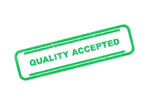 Green rubber stamp with the text quality accepted for business approval and quality control isolated on transparent background